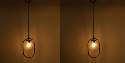 AFAST Hanging Ceiling Lamp With Stylish Oval Ring For Decoration & Fixture,(Pack Of 2) Pendant Lamp Ceiling Lamp(White, Gold)
