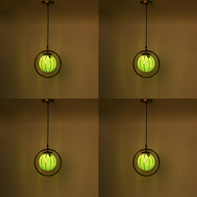 1st Time Ceiling Light Hand Decorated Glass Shade, With All Fitting & Fixture Set of 4 Pendant Lamp Ceiling Lamp(Grey, Green)