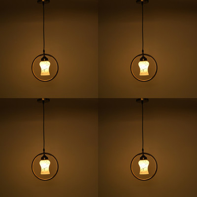 1st Time Ceiling Light Hand Decorated Glass Shade, With All Fitting & Fixture Set of 4 Pendants Ceiling Lamp(White, Gold)