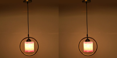 1st Time Ceiling Light Hand Decorated Glass Shade, With All Fitting & Fixture Set of 2 Pendant Lamp Ceiling Lamp(White, Pink)