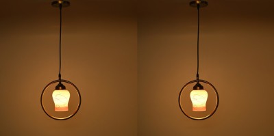 1st Time Ceiling Light Hand Decorated Glass Shade, With All Fitting & Fixture Set of 2 Pendants Ceiling Lamp(White, Pink)