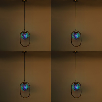 Somil Glass Pendant Hanging Ceiling Lamp With Stylish Metal Oval Fitting -A18 Pendant Lamp Ceiling Lamp(Blue, Green)