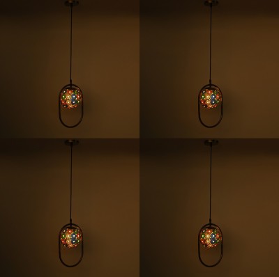 Somil Glass Pendant Hanging Ceiling Lamp With Stylish Metal Oval Fitting -A30 Pendants Ceiling Lamp(Multicolor)