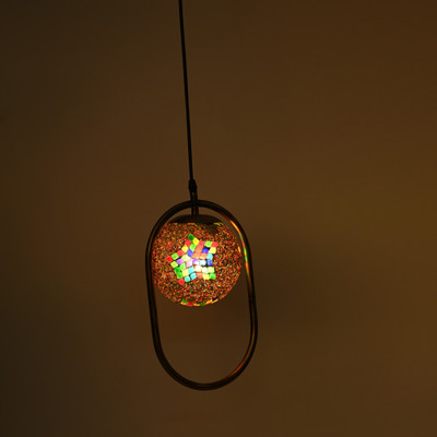 1st Time Ceiling Light Hand Decorated Glass Shade, With All Fitting & Fixture Set of 1 Pendants Ceiling Lamp(Multicolor)