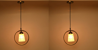 AFAST Designer Lighting Effects Ceiling Lamp With Metal Ring & Fixture , (Pack Of 2) Pendant Lamp Ceiling Lamp(White, Orange)