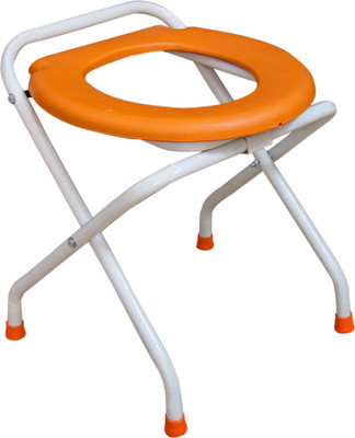 CLASORA commode stool orange with pounder cooting Commode Shower Chair(Orange)
