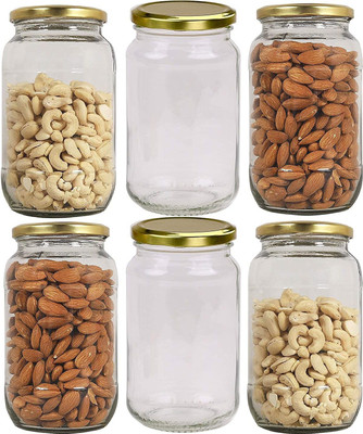 VERPHX Glass Grocery Container  - 1000 ml(Pack of 6, Clear)