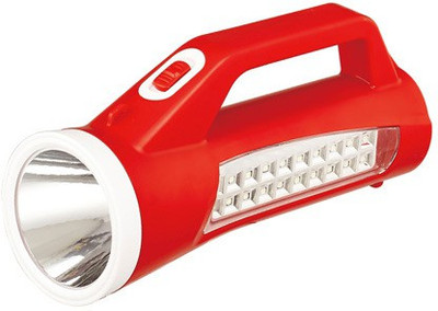 GLOWISH SLEEK AND SLIM DESIGN PORTABLE LONG RANGE BATTERY LED WITH SIDE LED SUPPORT 6 hrs Torch Emergency Light(Red)