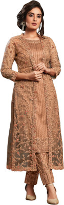 RUDRAPRAYAG Net/Lace Embroidered Gown/Anarkali Kurta & Bottom Material