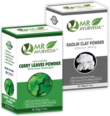 MR Ayurveda Curry Leaves Powder & Kaolin Clay Powder - Set of 2(200 g)