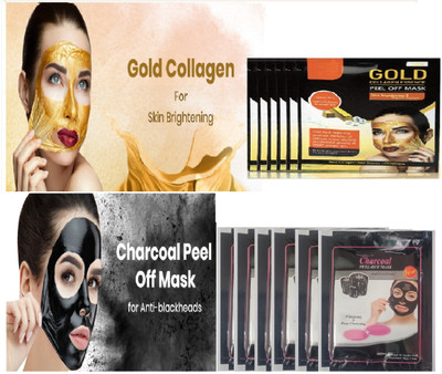 GFSU Combo Pack of Charcoal & Gold Collagen Peel off Mask for Men & Women(312 ml)
