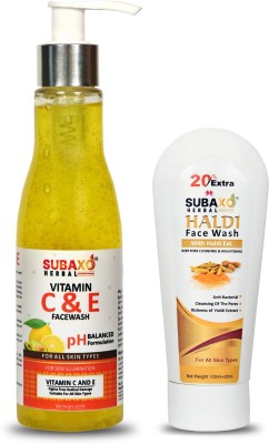 Subaxo HERBAL VITAMIN C AND E FACE WASH 200 ML AND HERBAL HALDI FACE WASH 120 ML Face Wash(320 ml)