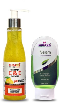 Subaxo HERBAL VITAMIN C AND E FACE WASH 200 ML AND HERBAL NEEM FACE WASH 100 ML Face Wash(300 ml)