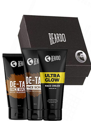 BEARDO De-Tan Face Wash, De-Tan Face Scrub & Ultraglow Face Cream SPF 30 with Box (3 x 86.67 g)