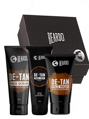 BEARDO De-Tan Face Wash, De-Tan Face Scrub & De-Tan Peel off Mask with Box  (3 x 100 ml)