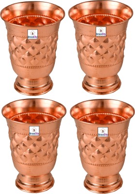 BrassCity (Pack of 4) C-GL-D-P4 Glass Set Water/Juice Glass(250 ml, Copper, Brown)