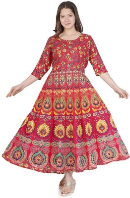 JAIPUR PRINTS Anarkali Gown(Red)