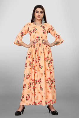 NE STYLE Anarkali Gown(Orange)