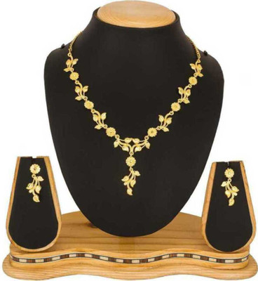Sk Imitation Alloy Gold-plated Gold, White Jewellery Set(Pack of 1)