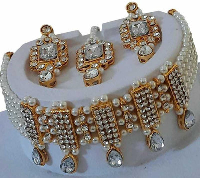 wrldshop Alloy Gold-plated White, Gold Jewellery Set(Pack of 1)