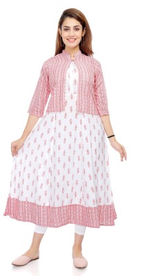 GC SHOP Women Printed Anarkali Kurta(Pink)