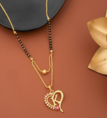 SATCREATION Excellent Finished K Letter Diamond Mangalsutra For Women's Mangalsutra Alloy Mangalsutra