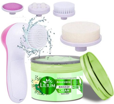 LILIUM Aloe Vera Paraben Free Face & Body Massage Cream & Multifunction 5in1 Massager(2 Items in the set)