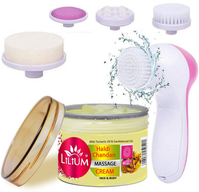 LILIUM Haldi Chandan Paraben Free Face & Body Massage Cream & 5in1 Massager(250 g)