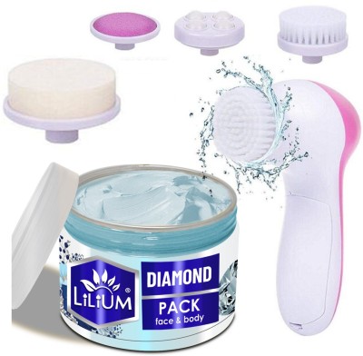 LILIUM Perfect Blend of Diamond Face Pack & Multifunction 5in1 Massager(250 g)