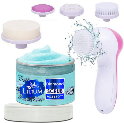 LILIUM Radiant Skin With Diamond Face & Body Scrub & Multifunction 5in1 Massager(2 Items in the set)