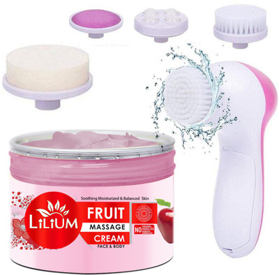 LILIUM Fruit Paraben Free Face & Body Massage Cream & Multifunction 5in1 Massager(2 Items in the set)