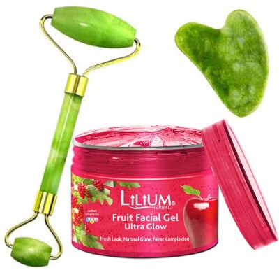 LILIUM Fresh Look Natural Glow Fairer Complexion Fruit Facial Gel & Stone Face Roller(250 g)