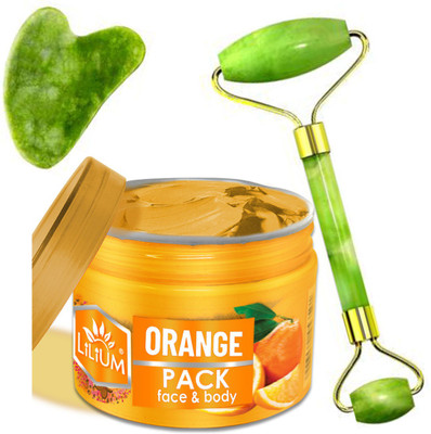 LILIUM Perfect Blend of Orange Face Pack & Double Side Stone Face Roller(250 g)