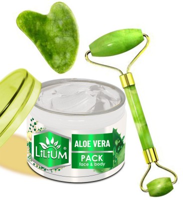 LILIUM Perfect Blend of Aloe Vera Face Pack & Double Side FACE Roller(250 g)
