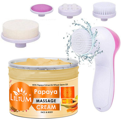 LILIUM apaya Paraben Free Face & Body Massage Cream & Multifunction 5in1 Massager(2 Items in the set)