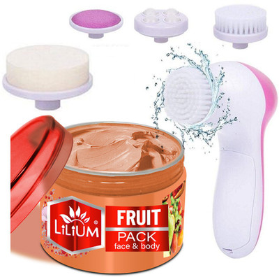LILIUM Perfect Blend of Fruit Face Pack & Multifunction 5in1 Massager(250 g)