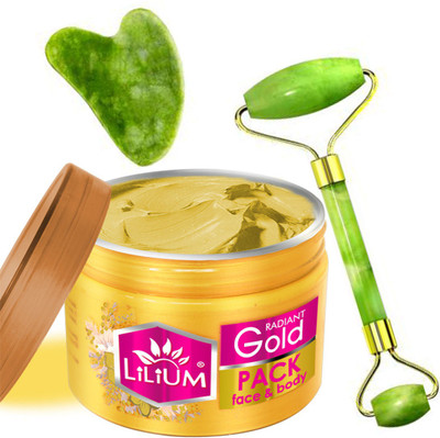 LILIUM Perfect Blend of Gold Face Pack & Double Side Stone Face Roller(250 g)