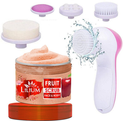 LILIUM Fruit Scrub Face & Body with Deep Exfoliating & Multifunction 5in1 Massager(2 Items in the set)