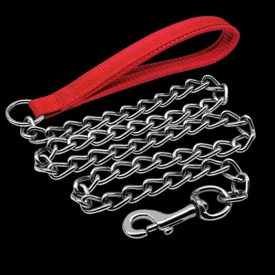 Woofy Dog Chain with Handle for Small & Medium Size Dogs 15 cm Dog Chain Leash(Red, Steel)