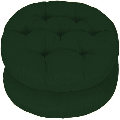 Mom's Moon Round Chair Cushion Polyester Fibre Solid Chair Pad Pack of 2(Dark Green)