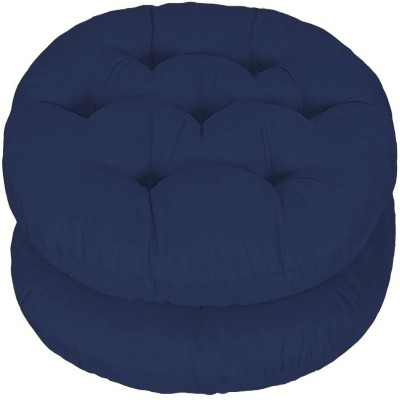 Mom's Moon Round Chair Cushion Polyester Fibre Solid Chair Pad Pack of 2(Dark Blue)