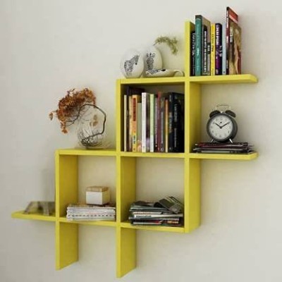 Super King NEW PULS Wooden Wall Shelf(Number of Shelves - 6, Yellow)