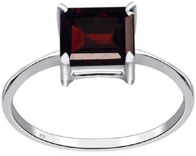 Jaipur Gemstone jaipur Gemstone Natural and Certified Gomed Ring, Silver Ring for Men and Women Copper Garnet Sterling Silver Plated Ring