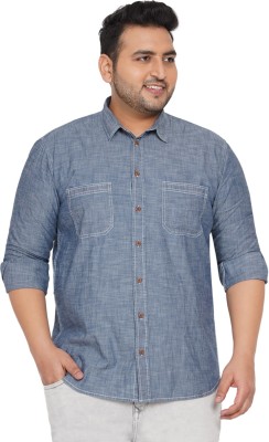 JOHN PRIDE Men Self Design Casual Blue Shirt