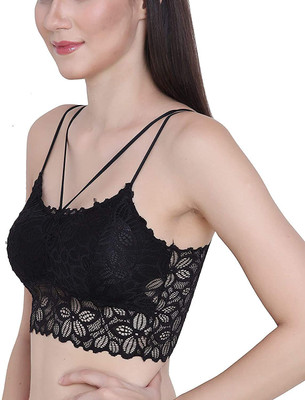 Ruman Fashion Women Bralette Lightly Padded Bra(Black)