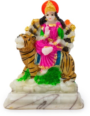 GCT Goddess Maa Durga Statue Sherawali Mata Idol on Lion (ST-31) for Car Home Mandir Decorative Showpiece  -  8.89 cm(Polyresin, Multicolor)