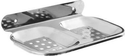 Prestige Premium Stainless Steel Oval Double Soap Dish Soap Holder Pack Of 1(Silver)