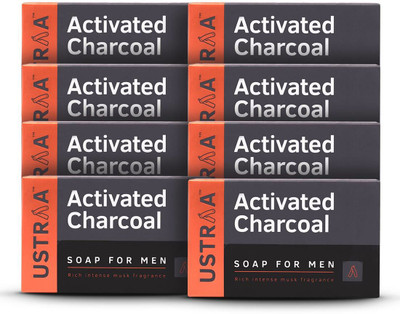 USTRAA Deo Soap For Men With Activated Charcoal, 100 G(8 x 100 g)