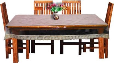 Hot Dealzz Self Design 6 Seater Table Cover(Gold, PVC)