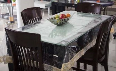 Hot Dealzz Solid 6 Seater Table Cover(Gold, PVC)